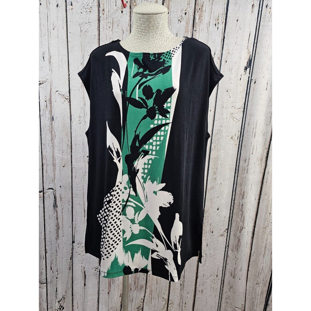 Womens 3 16/18 Chico's Travelers Floral Abstract‎ Cap Sleeve Tunic Top NWT NEW